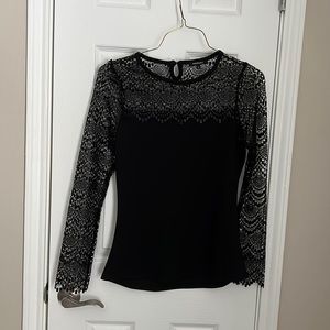 Morgan De Toi Black Lace Sleeve Top